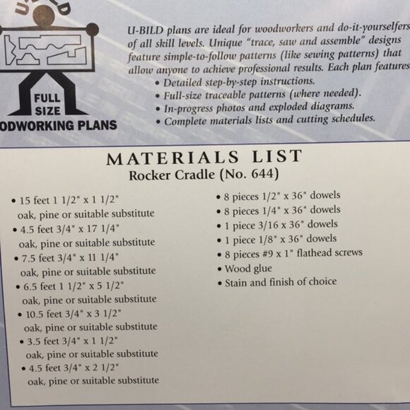 U-Bild Woodworking Plans for Rocker Cradle Combination 644 - Picture 5 of 8